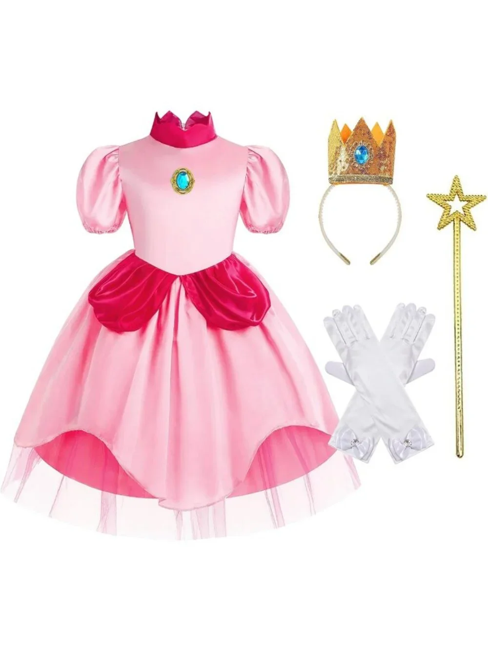Girls' Princess Costume - Classic Pink Dress for Halloween, Cosplay & Birthday